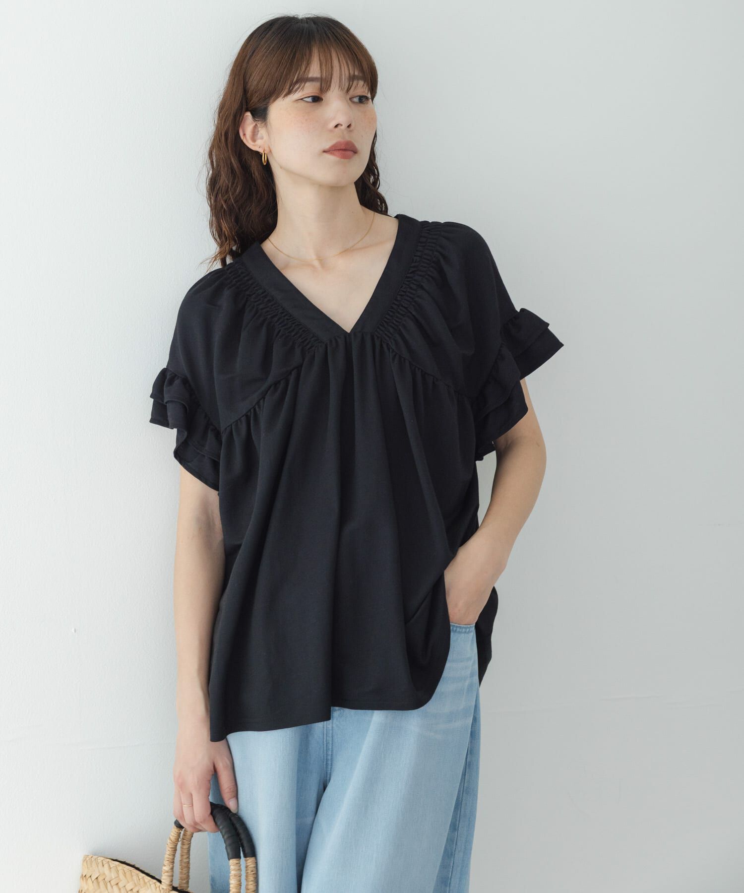 Sonny Label 「シャーリングフリルスリーブプルオーバー」|Tシャツ・カットソー|