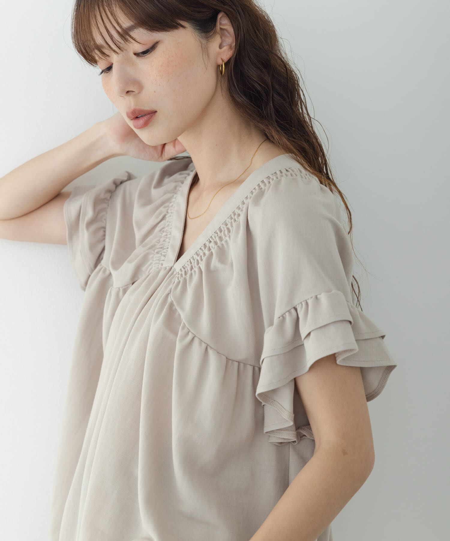 Sonny Label 「シャーリングフリルスリーブプルオーバー」|Tシャツ・カットソー|
