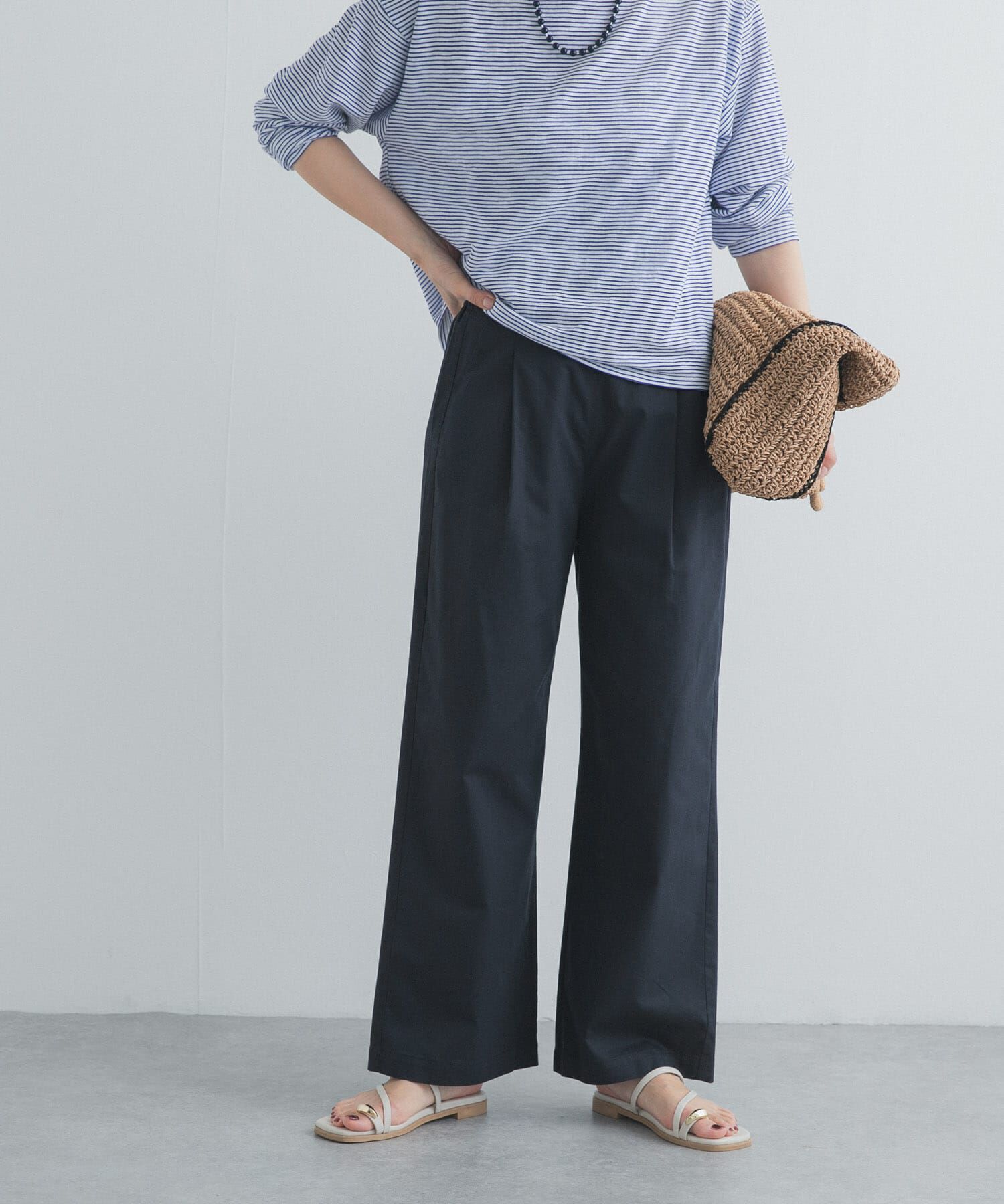 URBAN RESEARCH DOORS「レーヨンコットンイージーパンツ」|その他|ネイビー