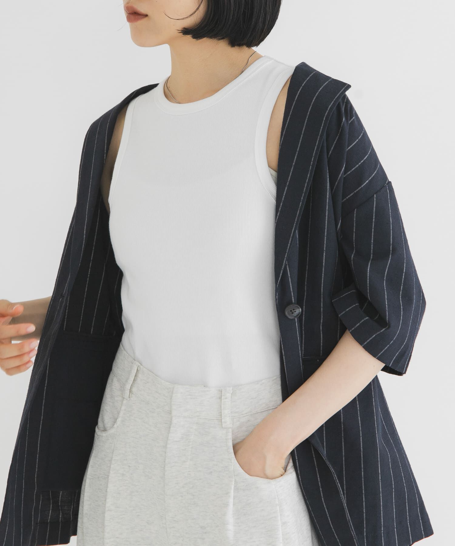  「クロップドタンクトップ」|タンクトップ|オフホワイト