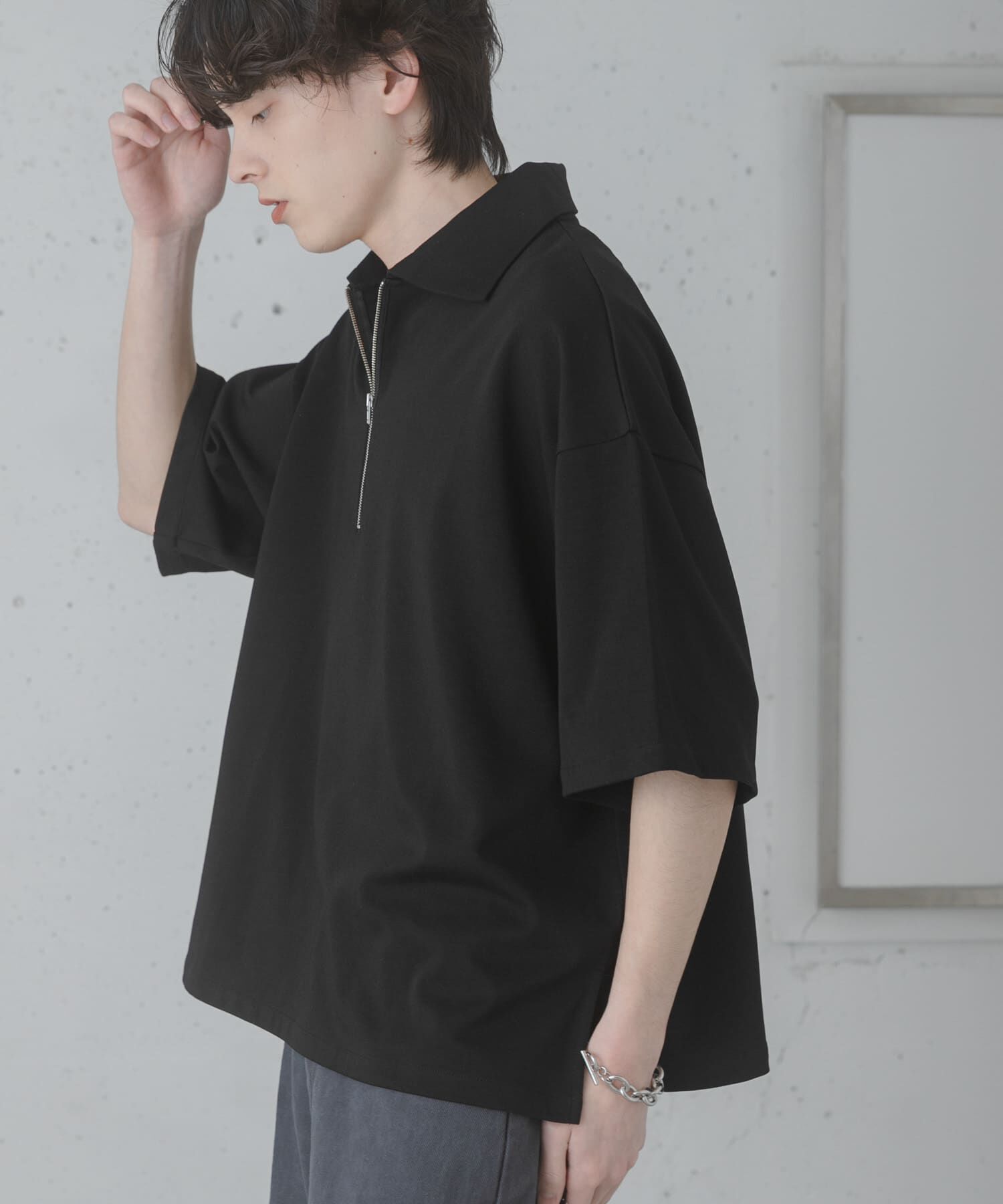 SENSE OF PLACE by URBAN RESEARCH「『ユニセックス』ダンボールポンチハーフジップショートスリーブTシャツ」|Tシャツ・カットソー|