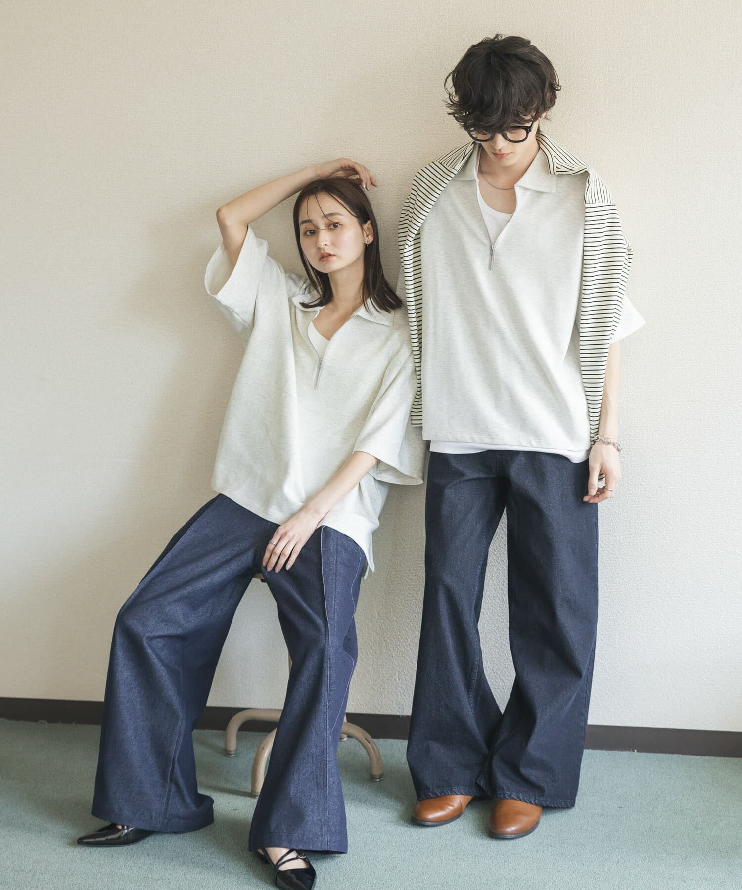 SENSE OF PLACE by URBAN RESEARCH「『ユニセックス』ダンボールポンチハーフジップショートスリーブTシャツ」|Tシャツ・カットソー|