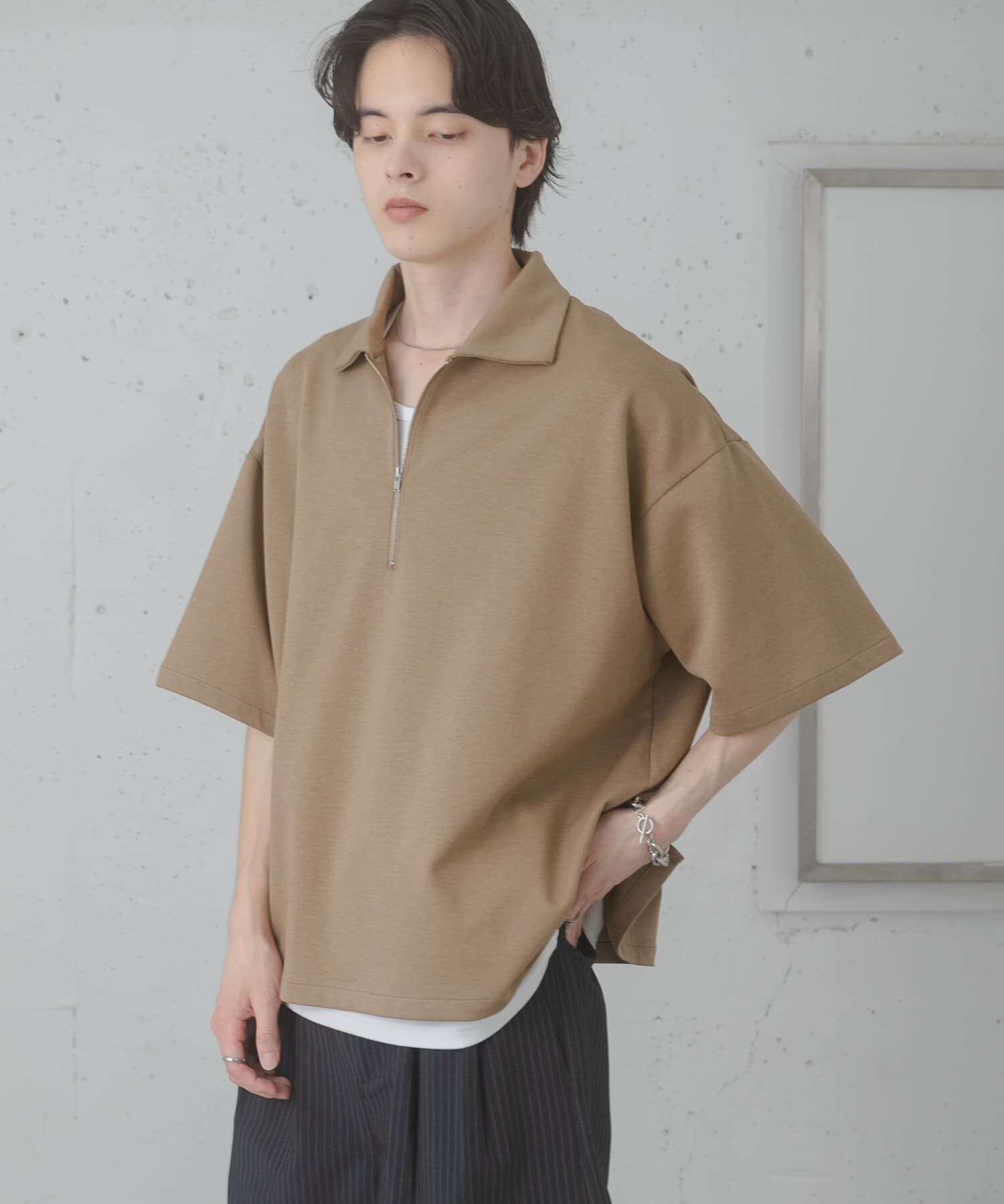 SENSE OF PLACE by URBAN RESEARCH「『ユニセックス』ダンボールポンチハーフジップショートスリーブTシャツ」|Tシャツ・カットソー|