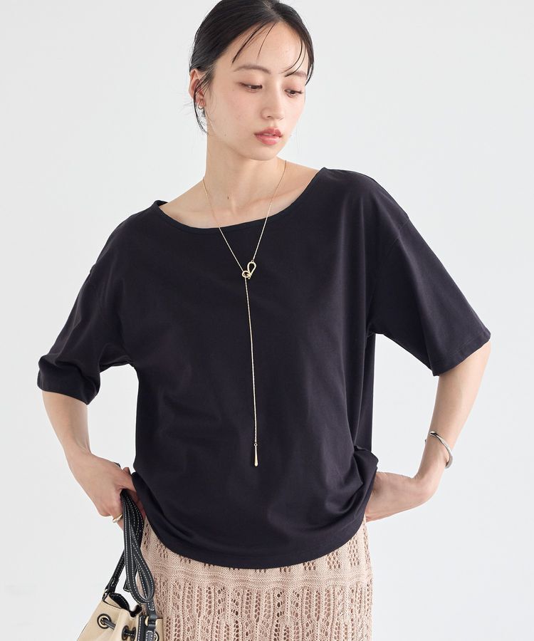 earth music&ecology「【接触冷感】バックデザインカットプルオーバー」|Tシャツ・カットソー|Black