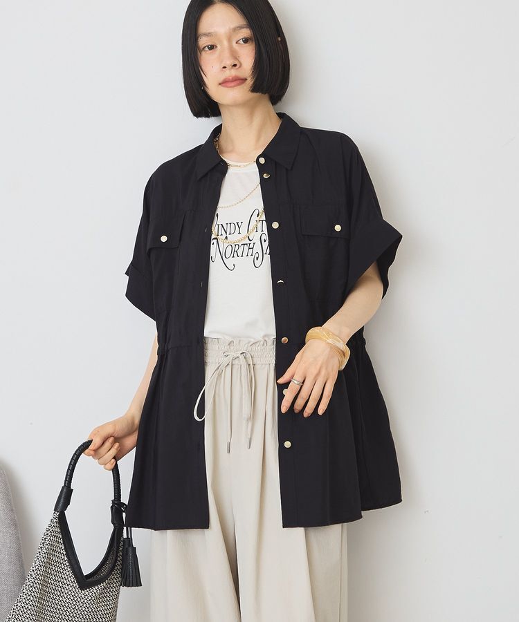 AMERICAN HOLIC「メタルボタンウエストドロストシャツ」|シャツ・ブラウス|Black