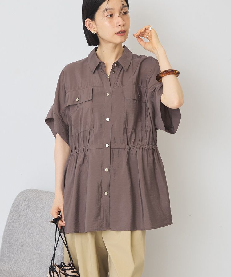 AMERICAN HOLIC「メタルボタンウエストドロストシャツ」|シャツ・ブラウス|Brown