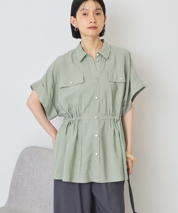 AMERICAN HOLIC「メタルボタンウエストドロストシャツ」|シャツ・ブラウス|Khaki