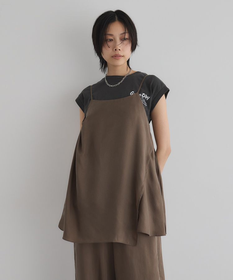 GARAGE OF GOOD CLOTHING「【日本製】キュプラアシンメトリーキャミビスチェ」|ベスト・ジレ|Gray Beige
