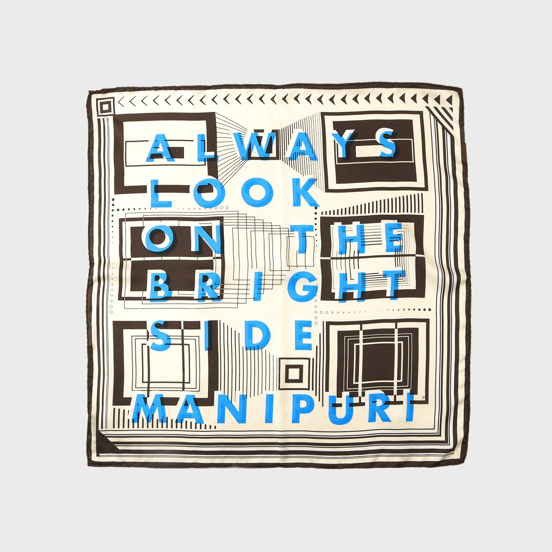 UNTITLED「【manipuri】65&times;65正方形 ポスター柄シルクスカーフ」|ストール|ブルー(192)