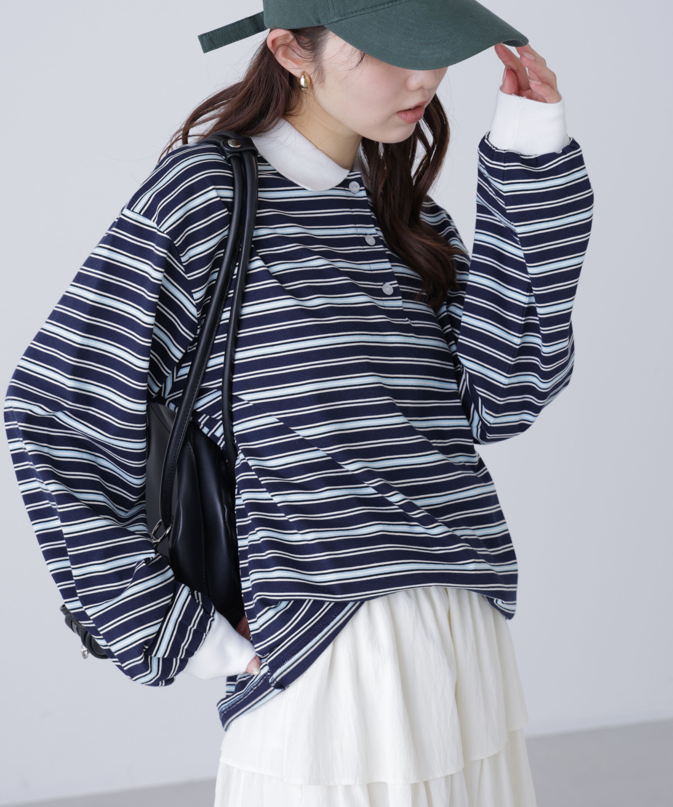  「マルチボーダーラガーポロシャツ」|Tシャツ・カットソー|ネイビーベー 1