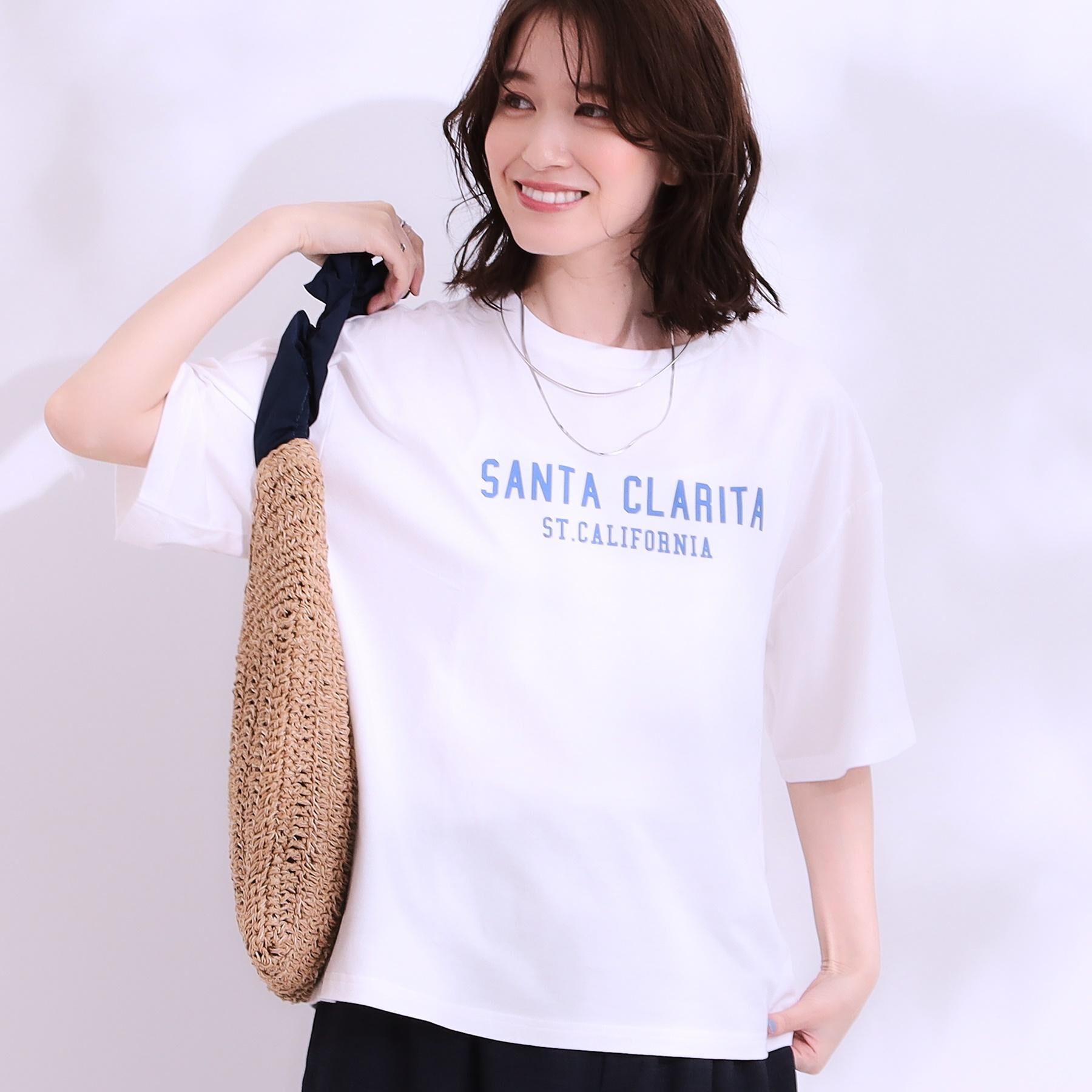 SHOO･LA･RUE「【選べる4柄】コットンプリントロゴTシャツ」|Tシャツ・カットソー|ホワイト(401)