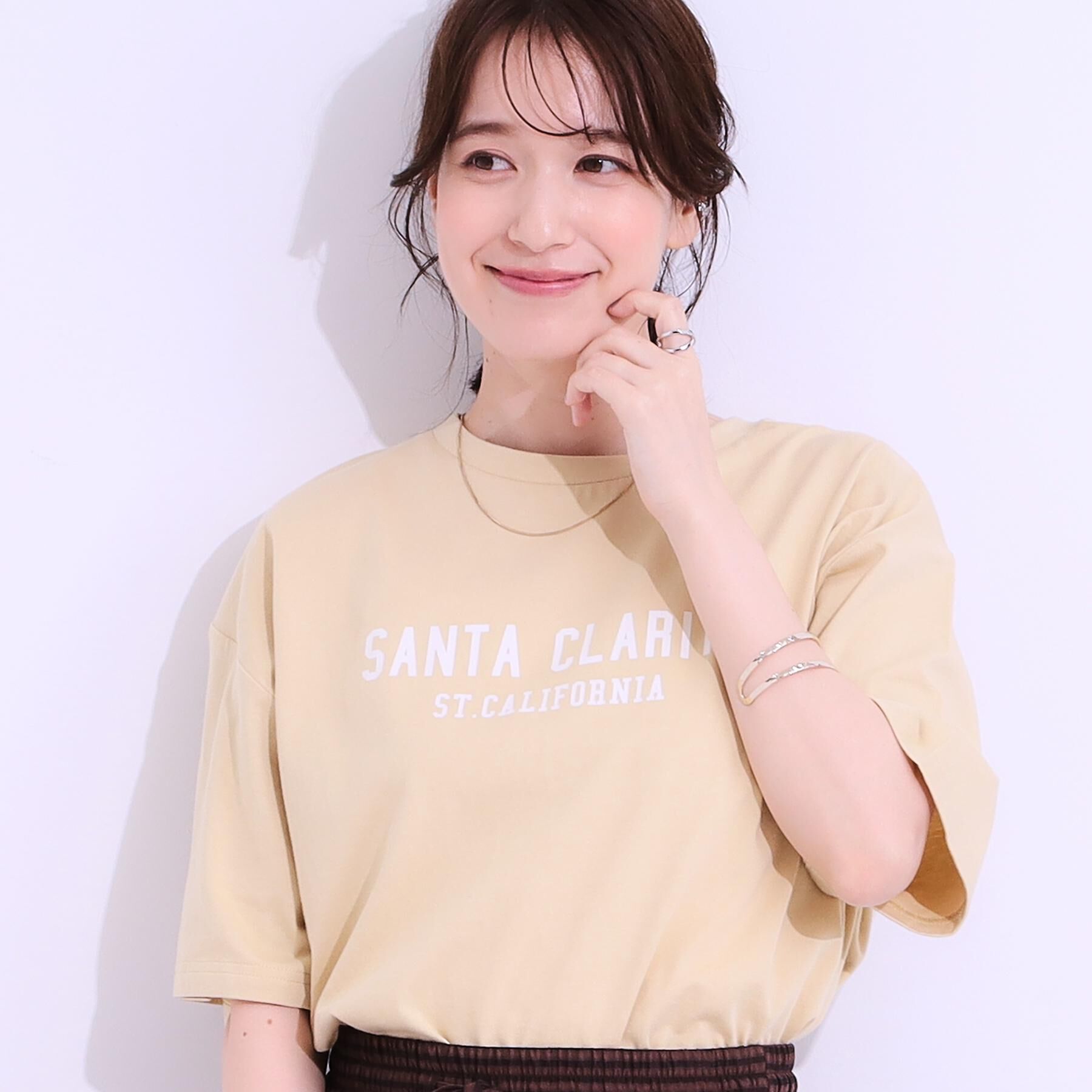 SHOO･LA･RUE「【選べる4柄】コットンプリントロゴTシャツ」|Tシャツ・カットソー|イエロー(431)