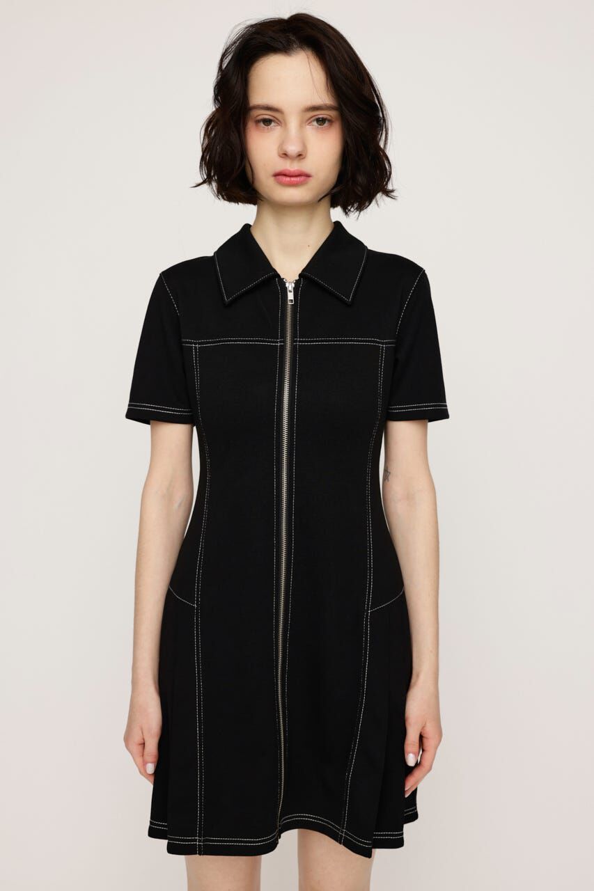 SLY「FRONT ZIP SIDE PLEATS ショートワンピース」|ワンピース|