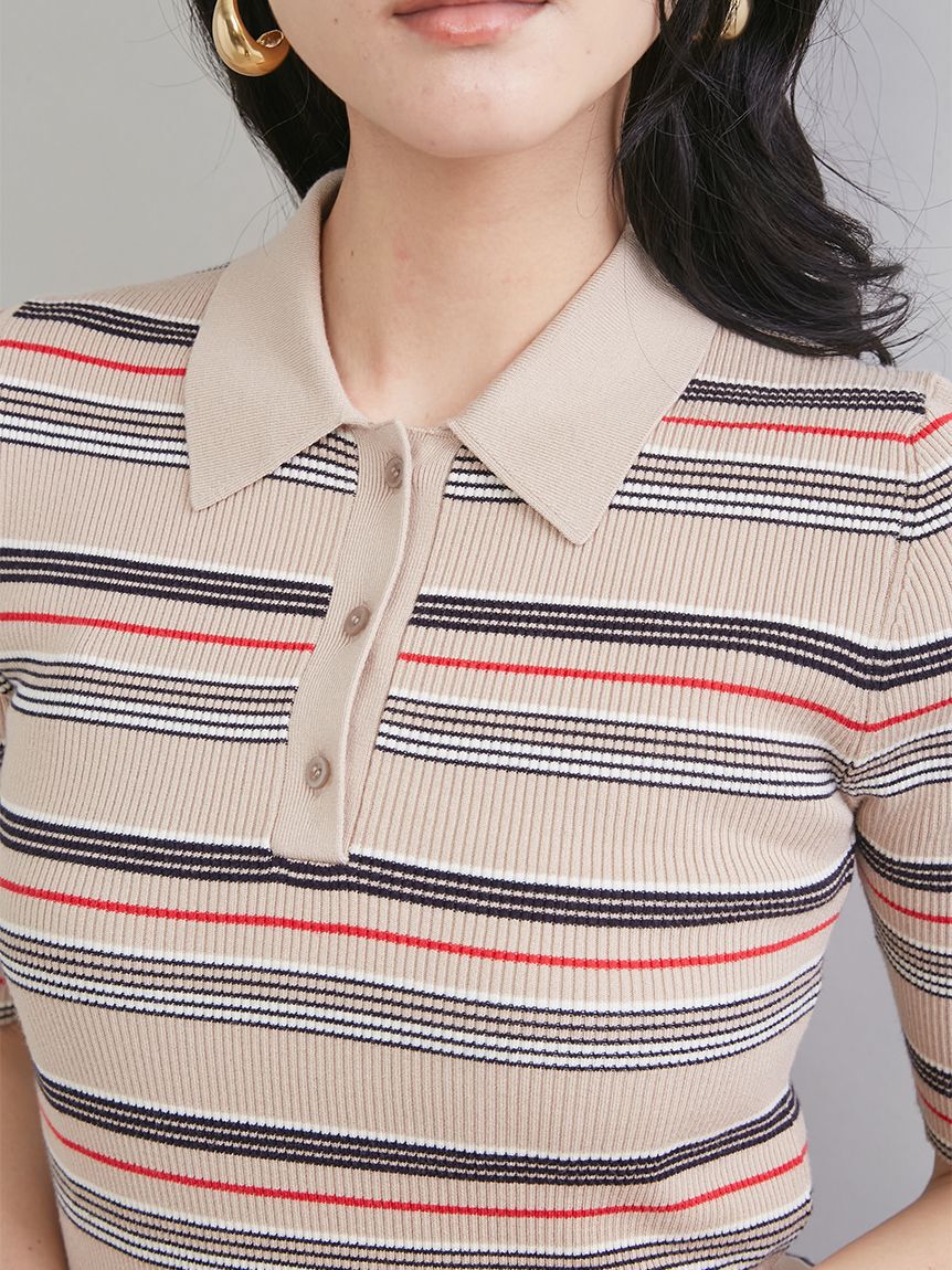 Mila Owen「【WEB＆一部店舗限定カラー】ポロニット&times;タックフレアスカートドッキン グワンピース」|ワンピース|