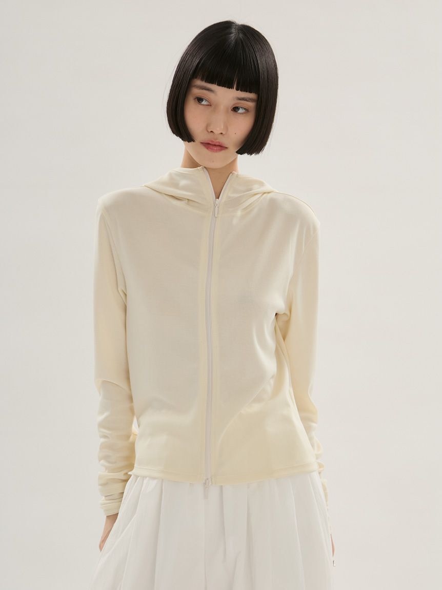 emmi atelier「【LUMISHADE】ダブルジップコンパクトフーディー」|スウェット・ジャージ|YEL