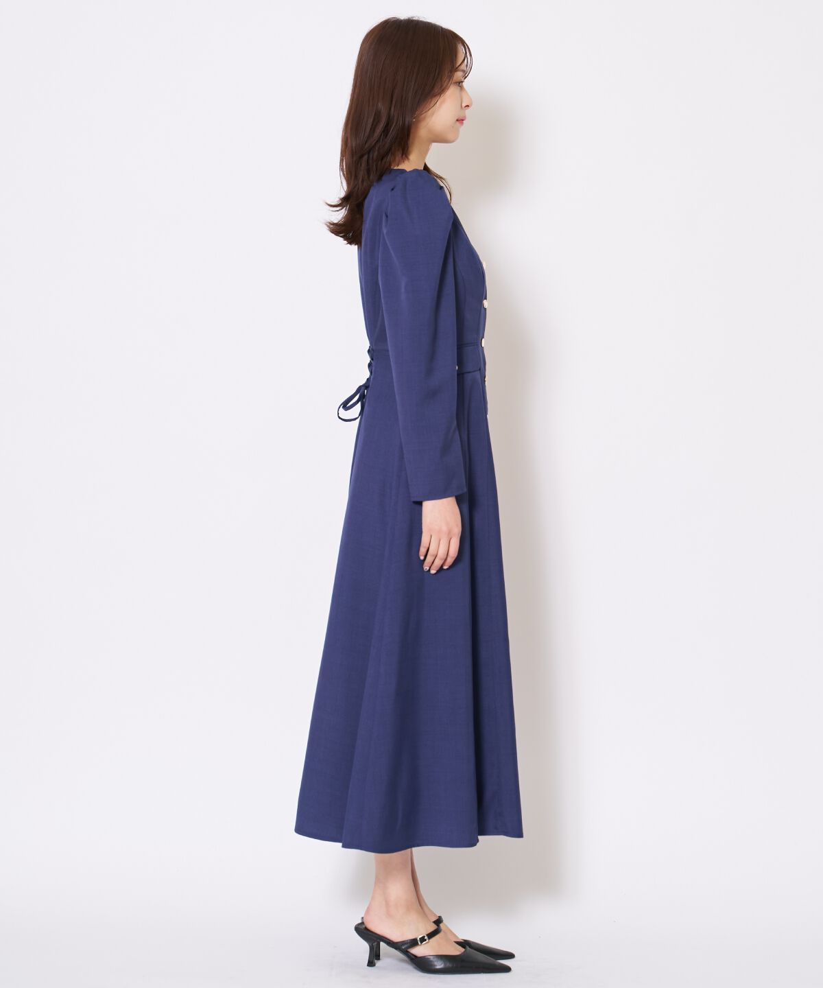 アンドクチュール「Vネックパフスリーブワンピース」|ワンピース|