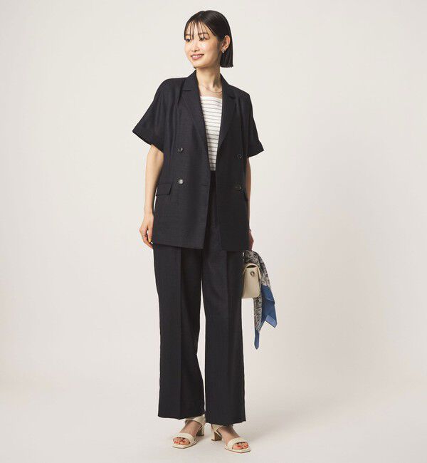 UNITED ARROWS green label relaxing「［size SHORT/TALLあり］ライト リネンライク ストレート パンツ UVカット 通気性」|スラックス|