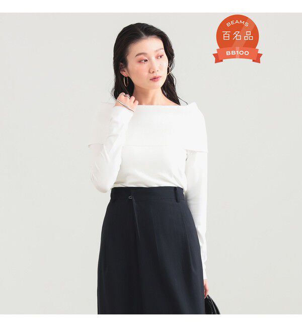 Demi-Luxe BEAMS 「オフショルダー プルオーバーニット」|ニット・セーター|WHITE