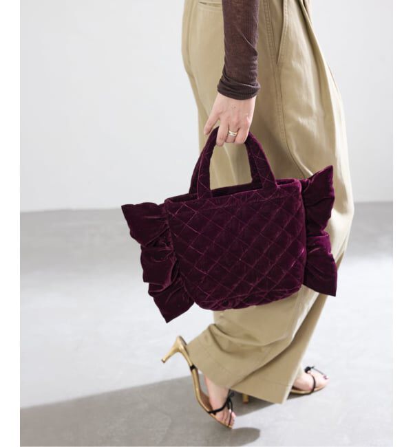 IENA「《予約》MALUS/マリュス Ruffle mini bag バッグ  MSG-025」|ハンドバッグ|ボルドー