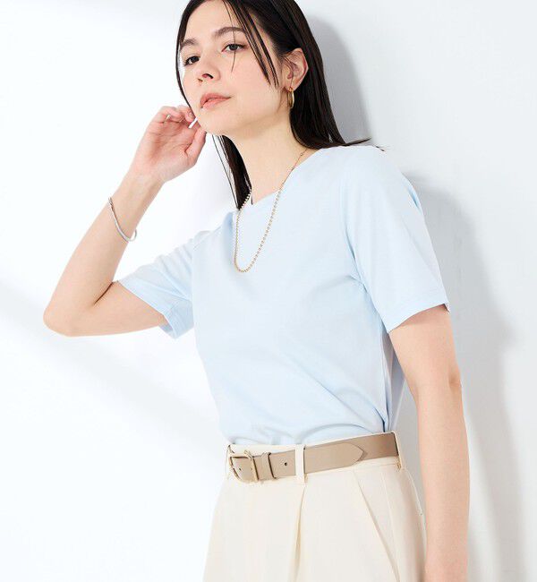 NOLLEY'S sophi「《撥水/汗染み軽減》ベイシック丈Tシャツ」|Tシャツ・カットソー|サックス