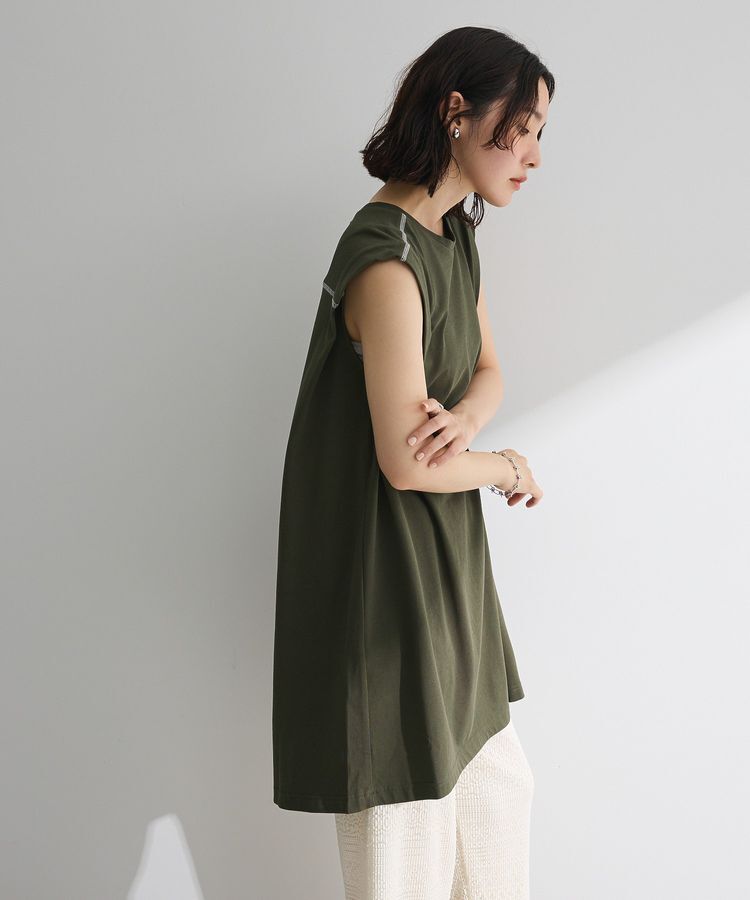 Green Parks「配色ステッチノースリーブチュニック」|チュニック|
