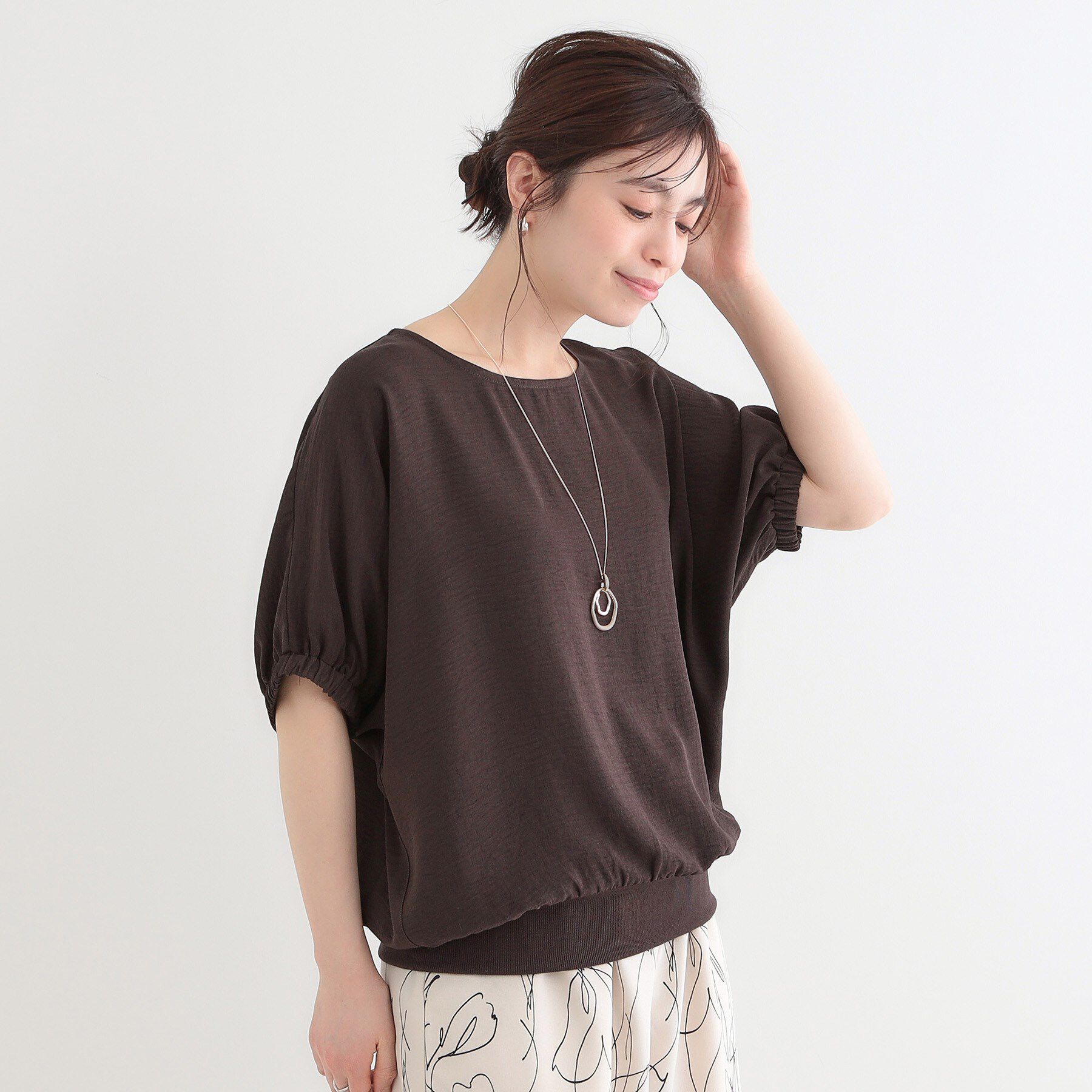 SHOO･LA･RUE「【高レビュー/UV/ひんやり/洗濯後しわになりにくい/5分袖】さらさら ドルマントップス」|シャツ・ブラウス|