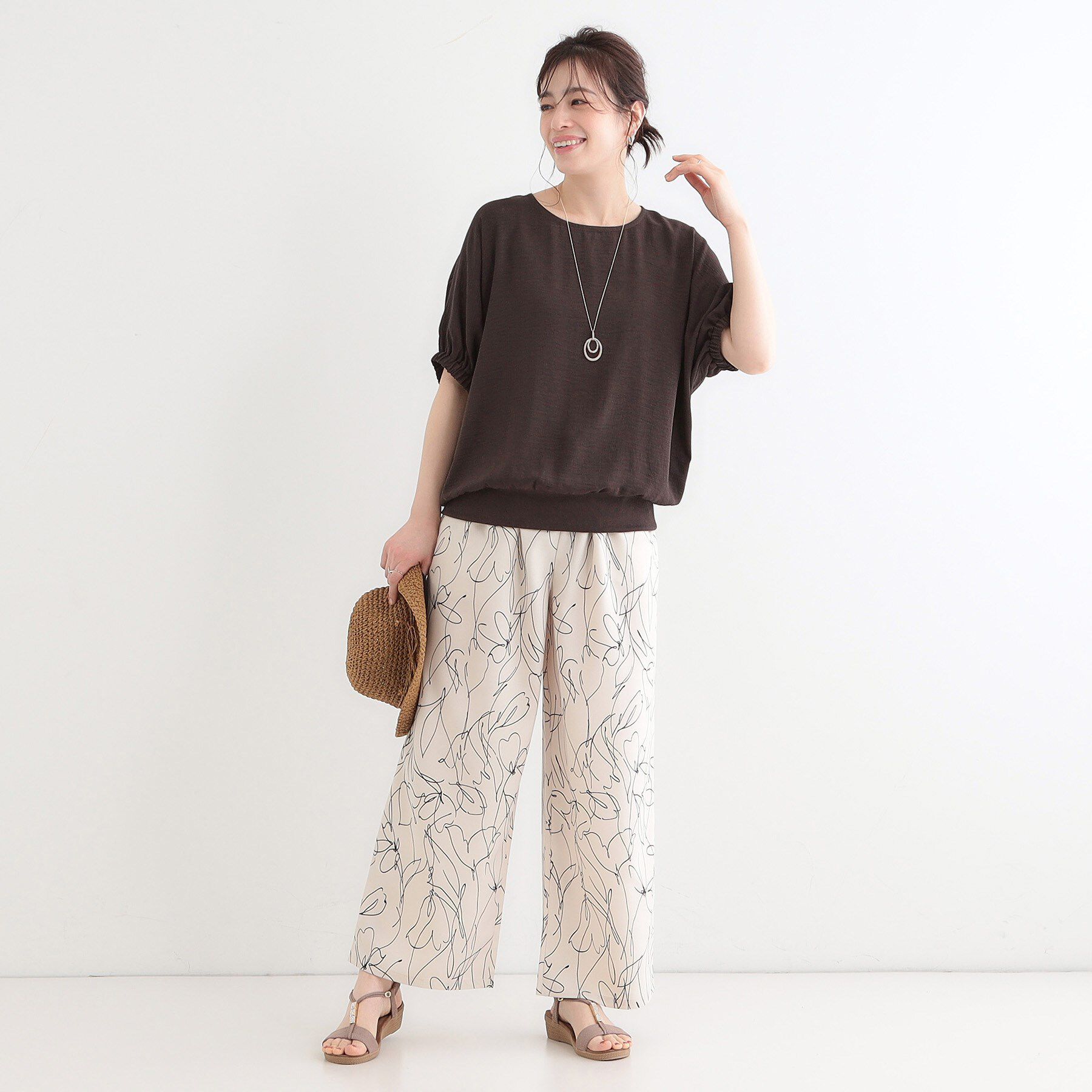 SHOO･LA･RUE「【高レビュー/UV/ひんやり/洗濯後しわになりにくい/5分袖】さらさら ドルマントップス」|シャツ・ブラウス|