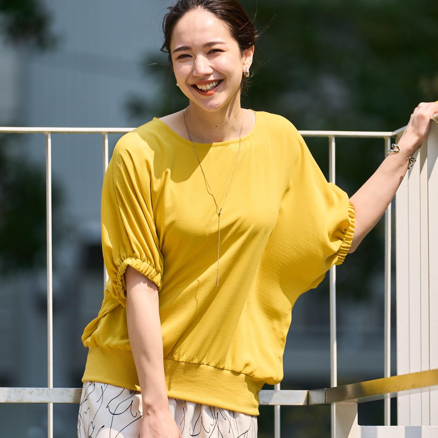 SHOO･LA･RUE「【高レビュー/UV/ひんやり/洗濯後しわになりにくい/5分袖】さらさら ドルマントップス」|シャツ・ブラウス|