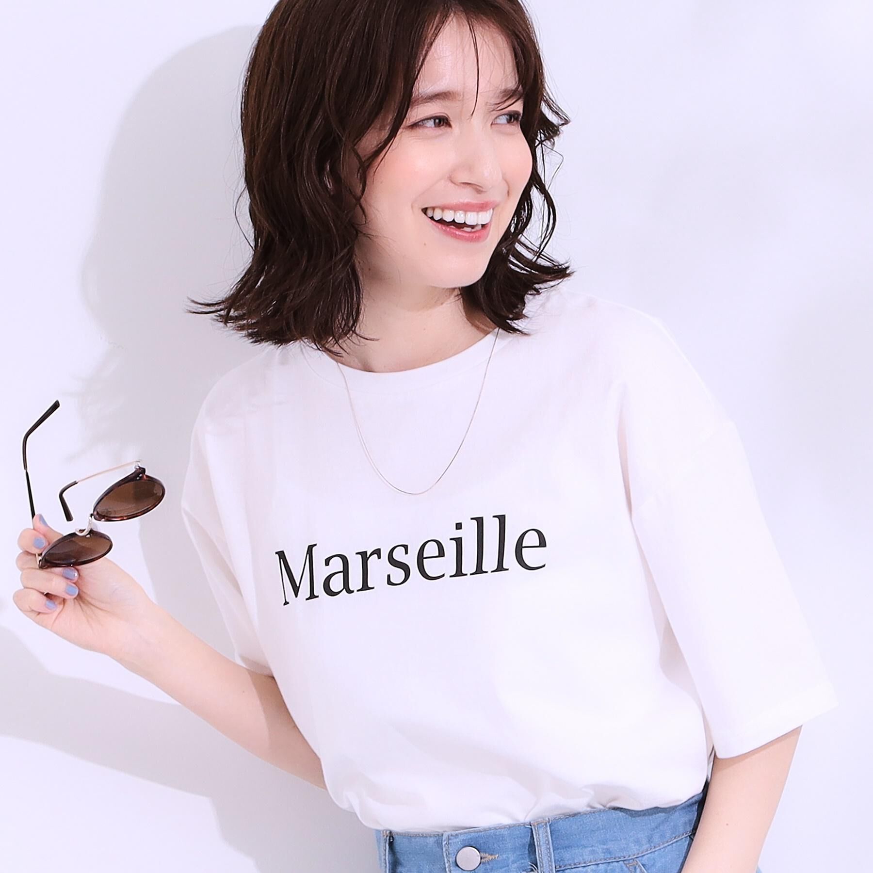 SHOO･LA･RUE「【選べる4柄】コットンプリントロゴTシャツ」|Tシャツ・カットソー|ホワイト(101)