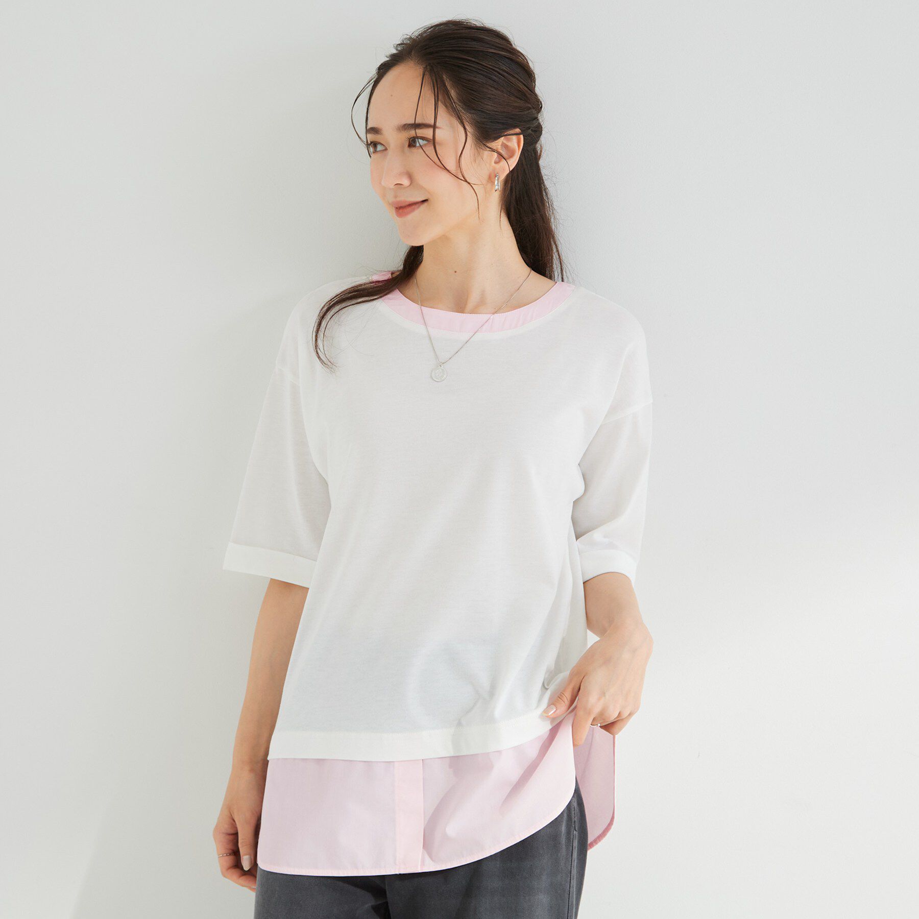 SHOO･LA･RUE「シャツドッキングカットソー」|Tシャツ・カットソー|