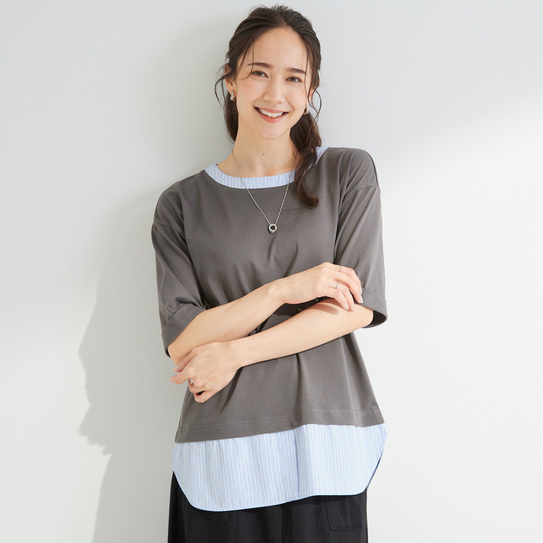 SHOO･LA･RUE「シャツドッキングカットソー」|Tシャツ・カットソー|