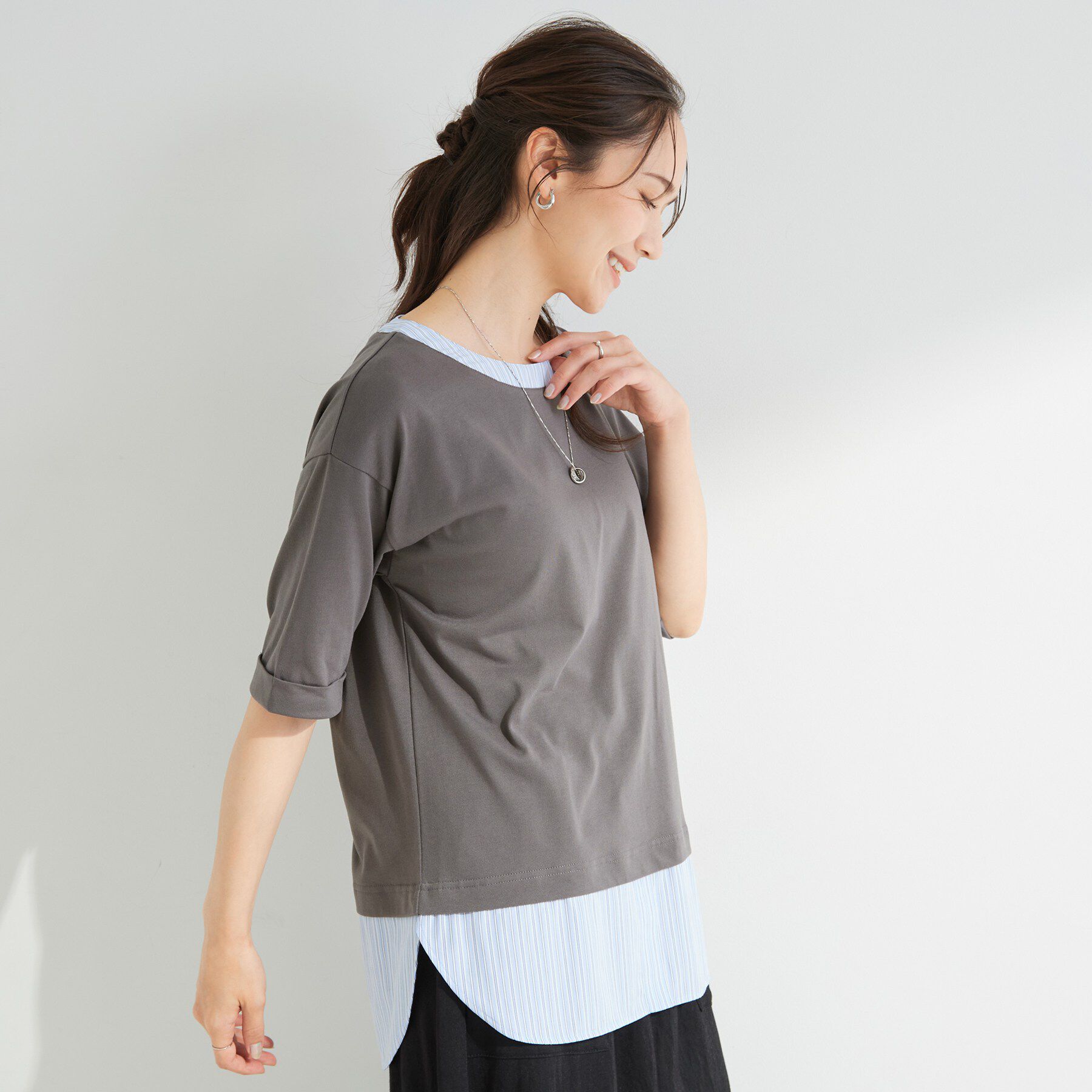 SHOO･LA･RUE「シャツドッキングカットソー」|Tシャツ・カットソー|