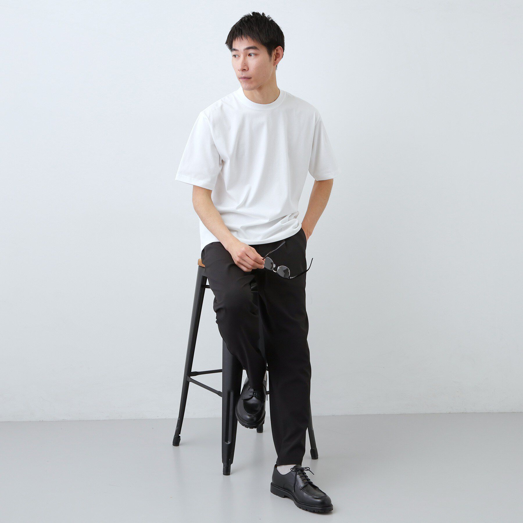 THE SHOP TK「【ジャケットインにおすすめ】ビジネス半袖Tシャツ 洗濯機OK/襟高」|Tシャツ・カットソー|