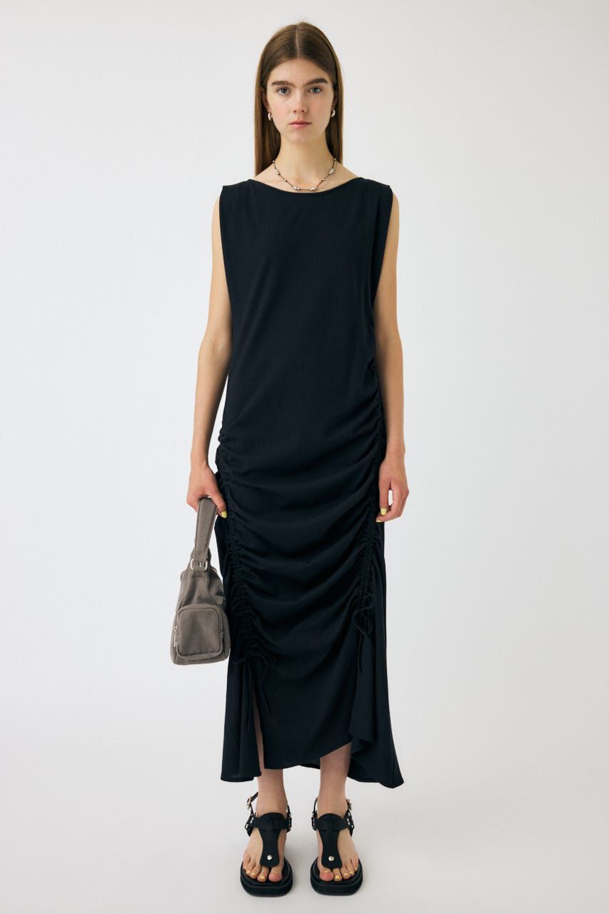 MOUSSY「ASYMMETRY GATHER ドレス」|ワンピース|BLK