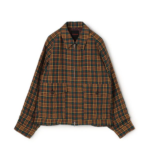 CABaN「アイリッシュタータンチェック ジップアップブルゾン」|ダッフルコート|48 ダークブラウン系