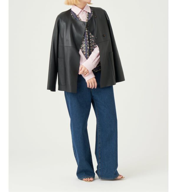 IENA LA BOUCLE「《追加予約》IENA LA BOUCLE SHEEPレザージャケット」|ノーカラージャケット|