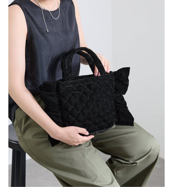 IENA「《予約》MALUS/マリュス Ruffle mini bag バッグ  MSG-025」|ハンドバッグ|ブラック