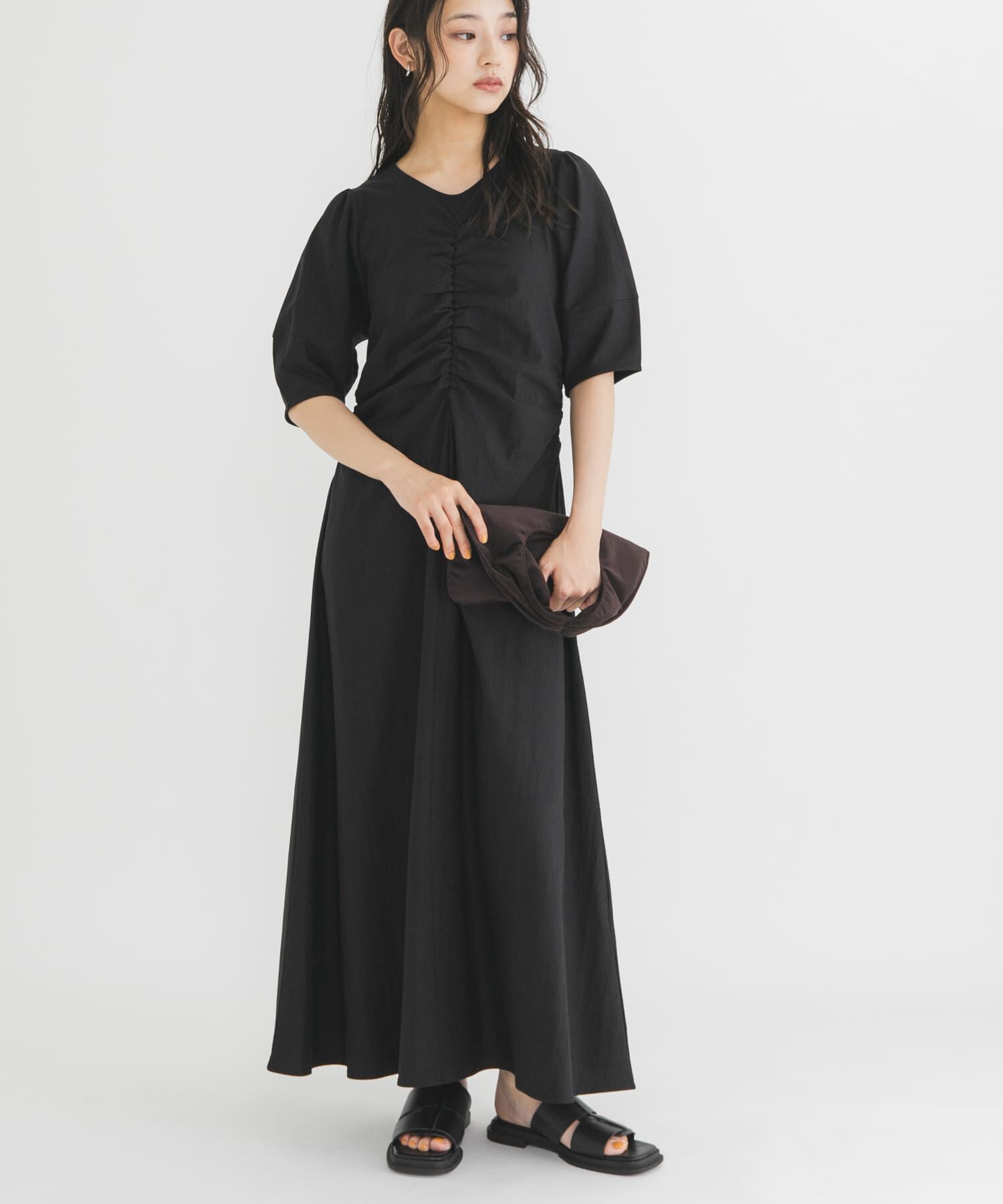  「シャーリングカットワンピース」|ワンピース|ブラック