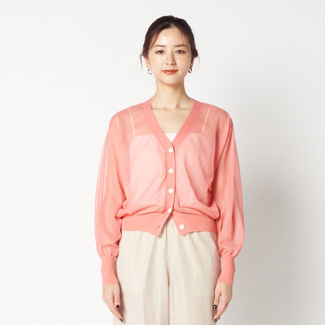 HELIOPOLE「HELIOPOLE SHEER  V NECK CARDIGAN」|ニット・セーター|