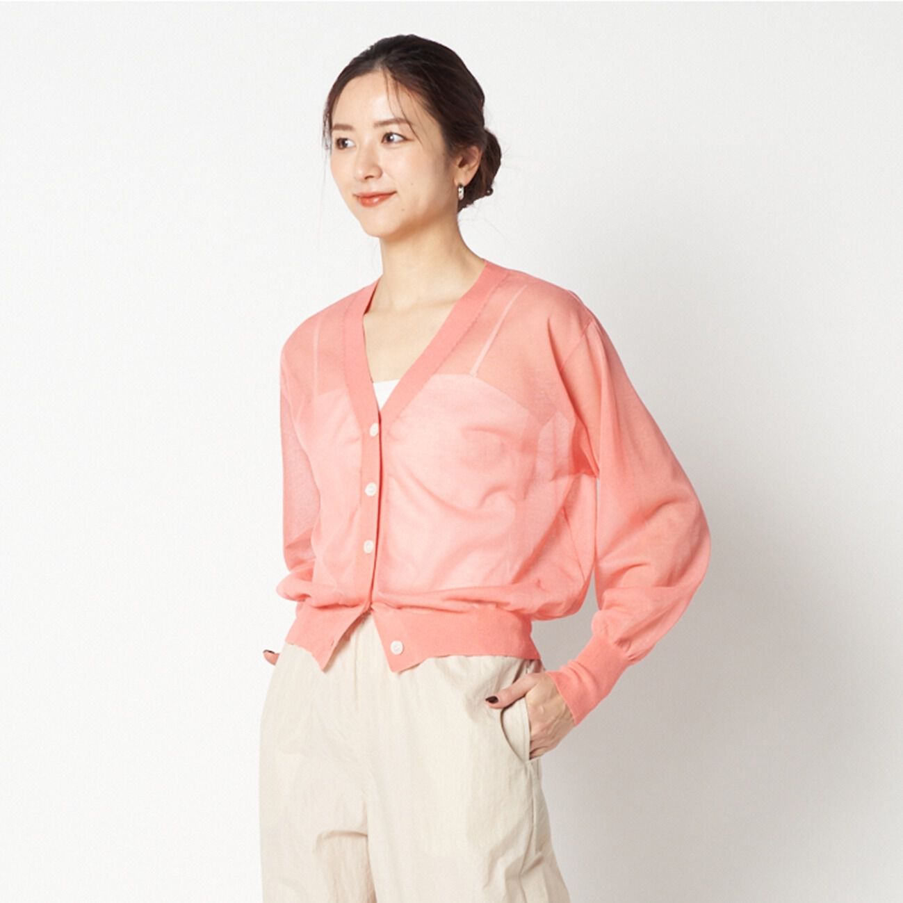 HELIOPOLE「HELIOPOLE SHEER  V NECK CARDIGAN」|ニット・セーター|