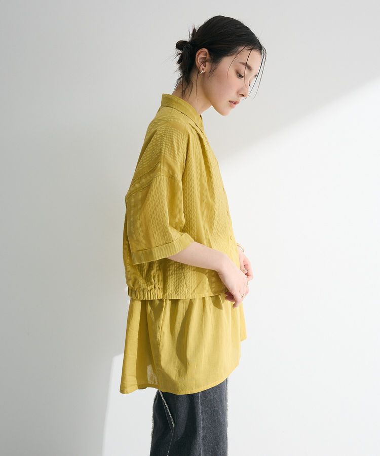 Green Parks「インド綿 SET2点 ギャザーシャツ+布帛インナー」|シャツ・ブラウス|