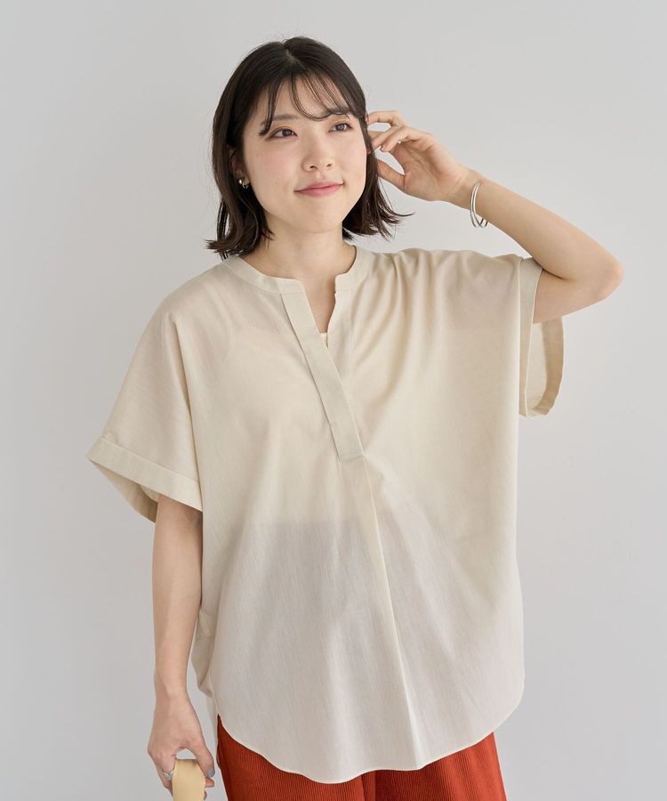 Green Parks「綿麻混フレンチスリーブスキッパーシャツ」|シャツ・ブラウス|