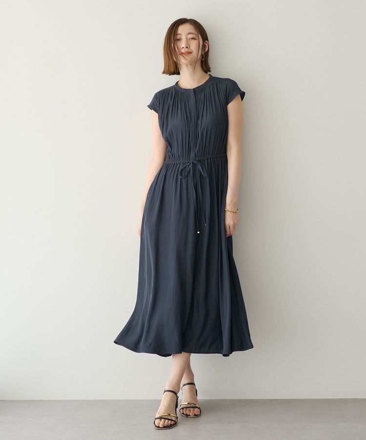 YECCA VECCA「【接触冷感】ギャザードロストワンピース」|ワンピース|Navy