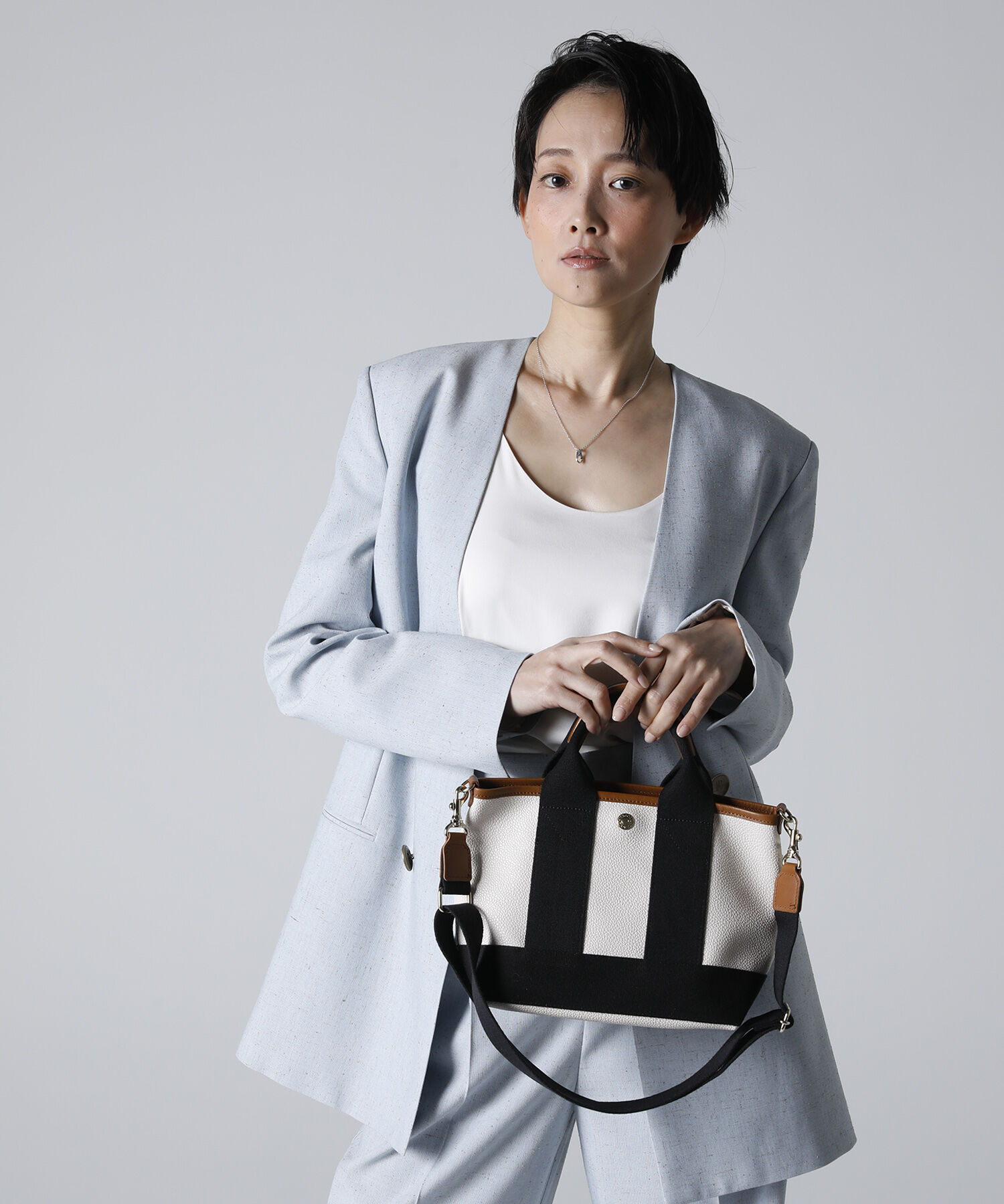 TOPKAPI BREATH「【Breath TOPKAPI】SCOTCH GRAIN スコッチグレイン ショルダー付き ミニ トートバッグ SS」|ショルダー・メッセンジャー|クリーム