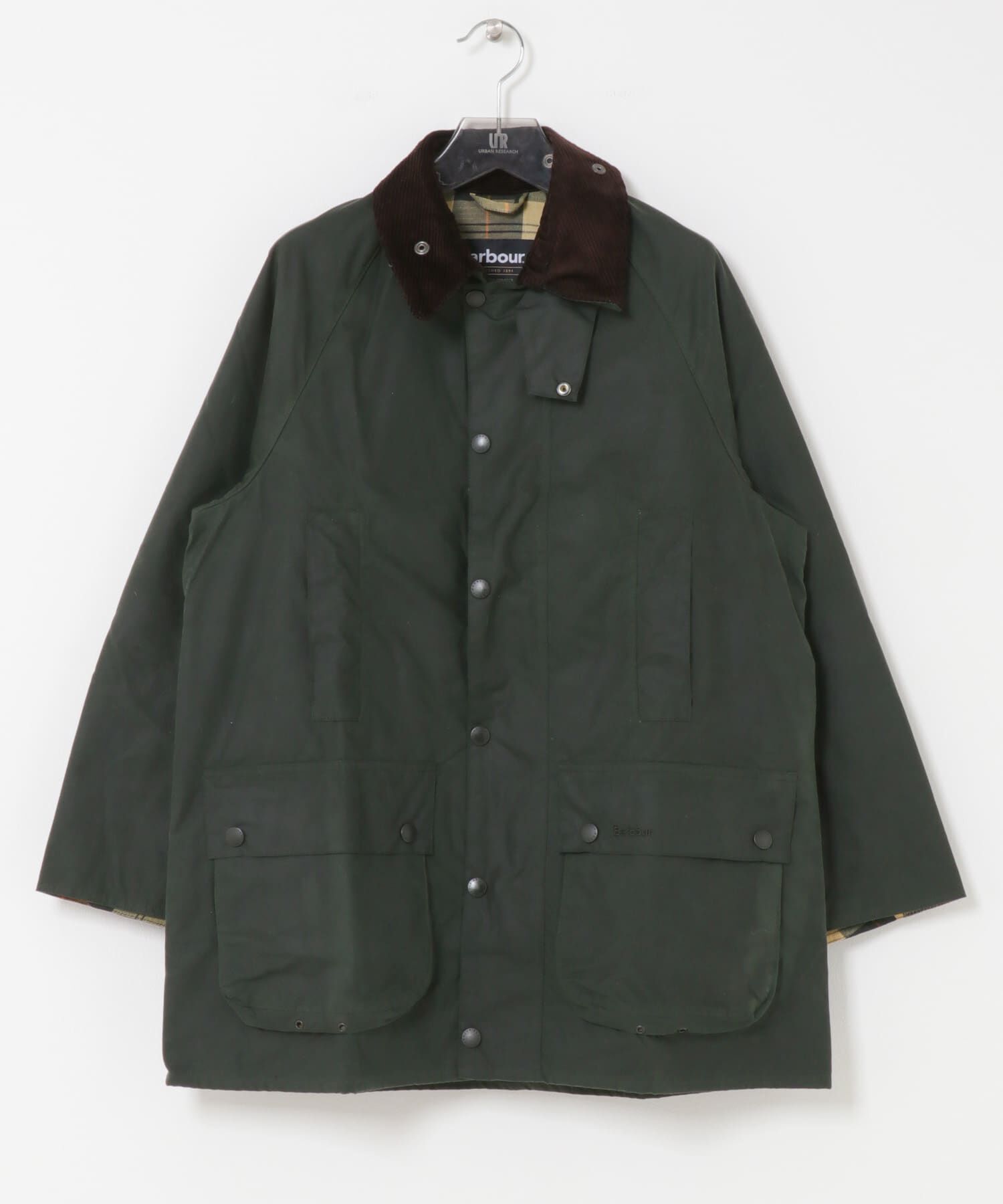 URBAN RESEARCH「Barbour　OS BEAUFORT WAX JACKET」|ノーカラーコート|グリーン系その他