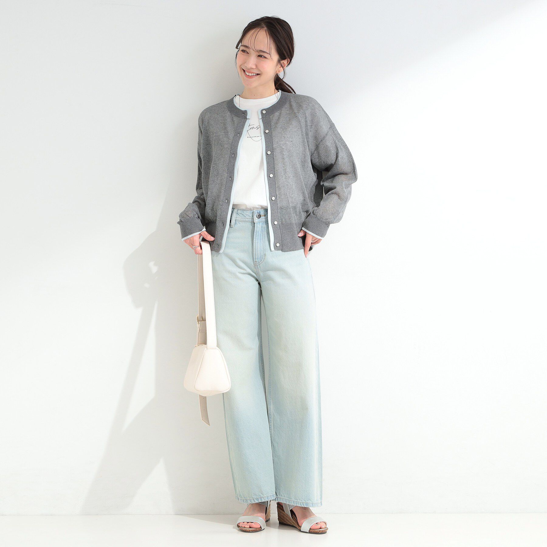 SHOO･LA･RUE「【S-LL/洗濯機可】冷房、日焼け対策に 配色シアーカーディガン」|カーディガン|