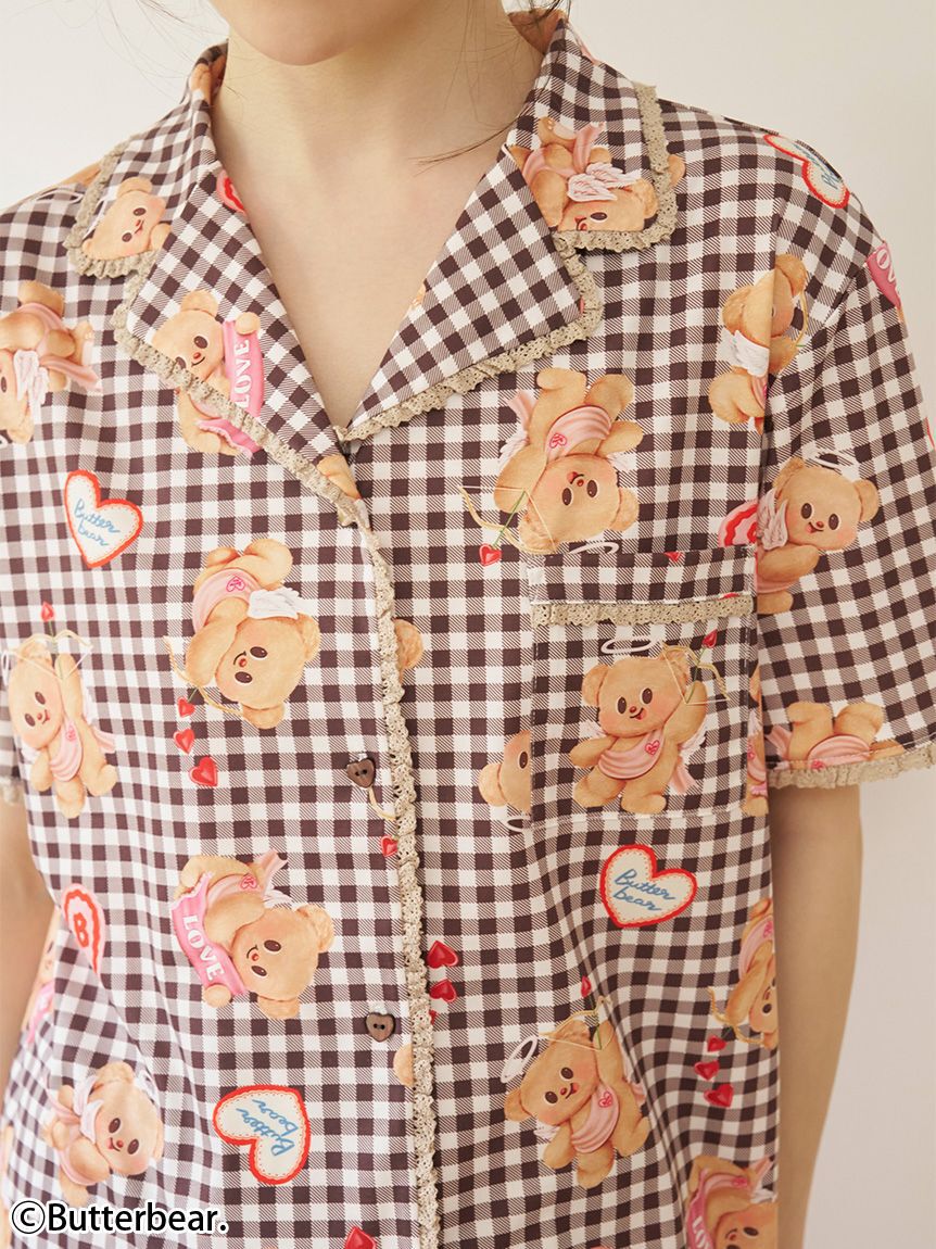 SNIDEL HOME「【WEB限定】【セット商品】【BUTTERBEAR】開襟シャツ＆カットロングパンツSET」|ルームウェア|