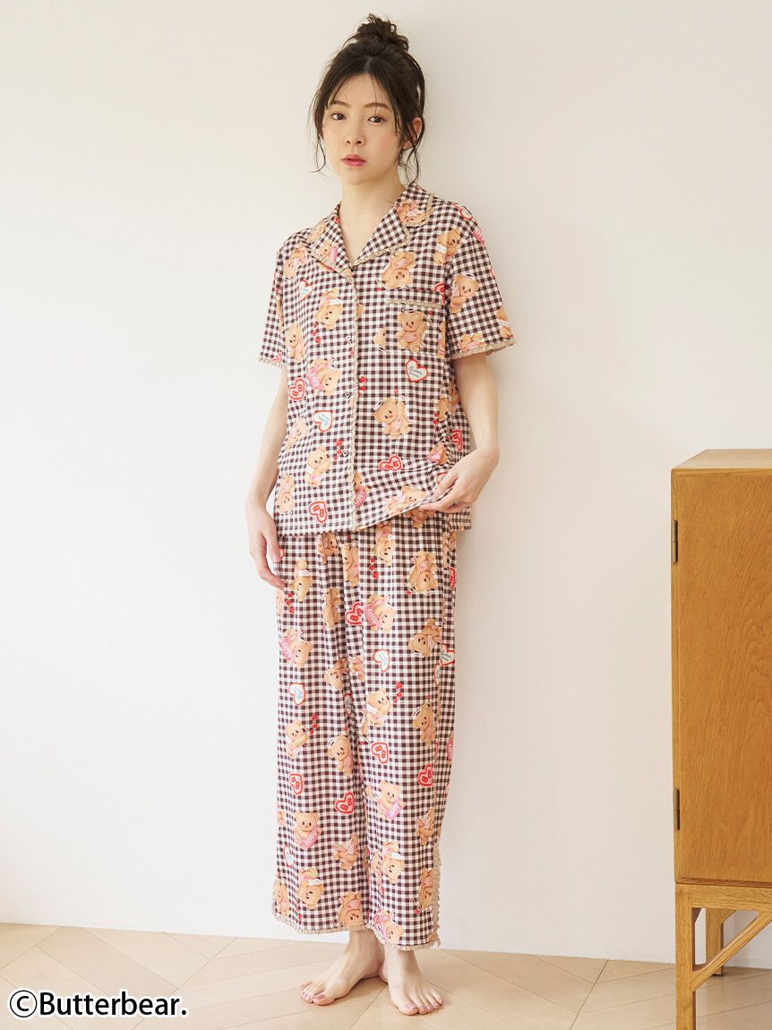 SNIDEL HOME「【WEB限定】【セット商品】【BUTTERBEAR】開襟シャツ＆カットロングパンツSET」|ルームウェア|