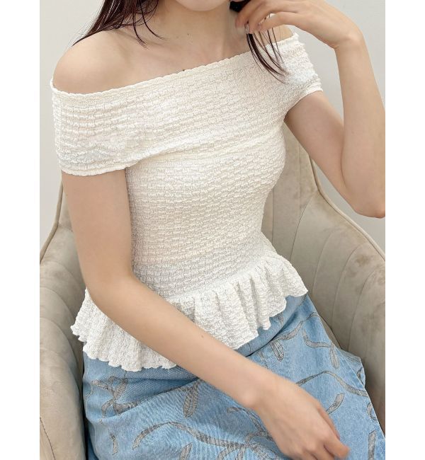 MERCURYDUO「カットソーシャーリングトップス」|Tシャツ・カットソー|オフホワイト