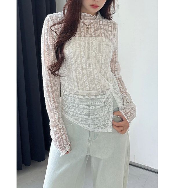 MERCURYDUO「カットレースアシメトップス」|Tシャツ・カットソー|オフホワイト